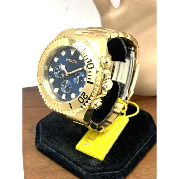 Invicta Men's Watch 36974 Pro Diver Quartz Chronograph Gold Steel Blue Dial 47mm - Picture 2 of 15